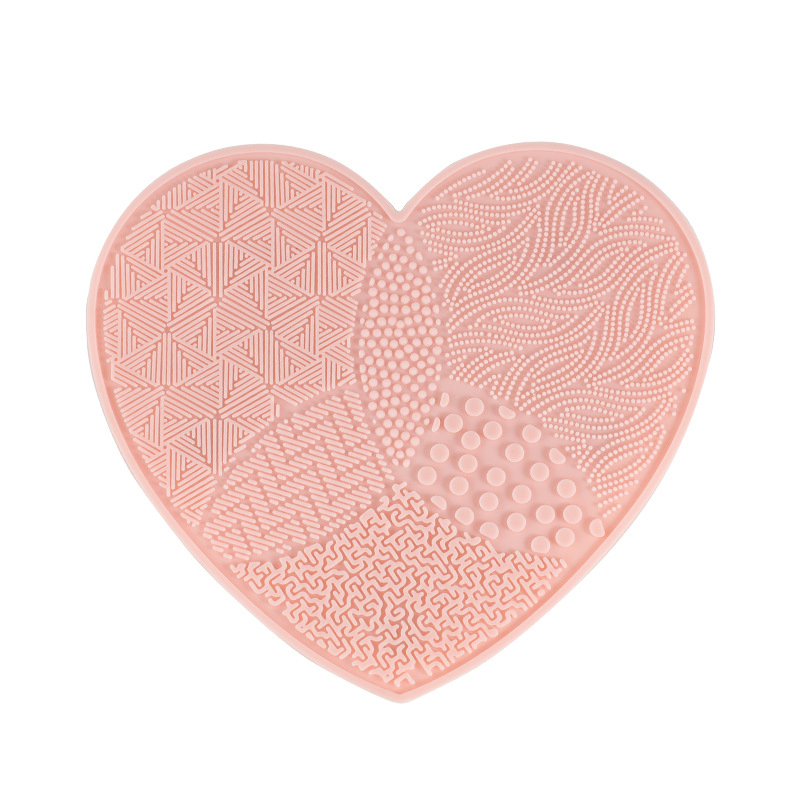 Wholesale Heart Shape Cleaning Tool Scrubber Pad Mat Silicone Makeup Brush Cleaner