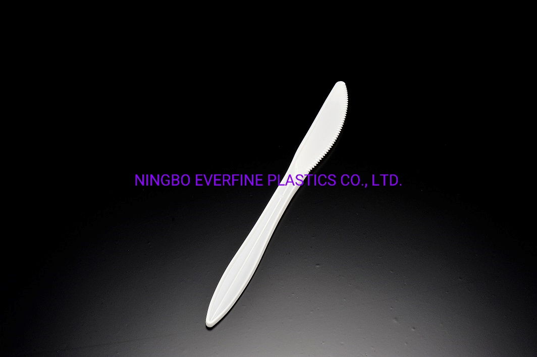 Medium Weight Plastic White / Black Knife (PP)