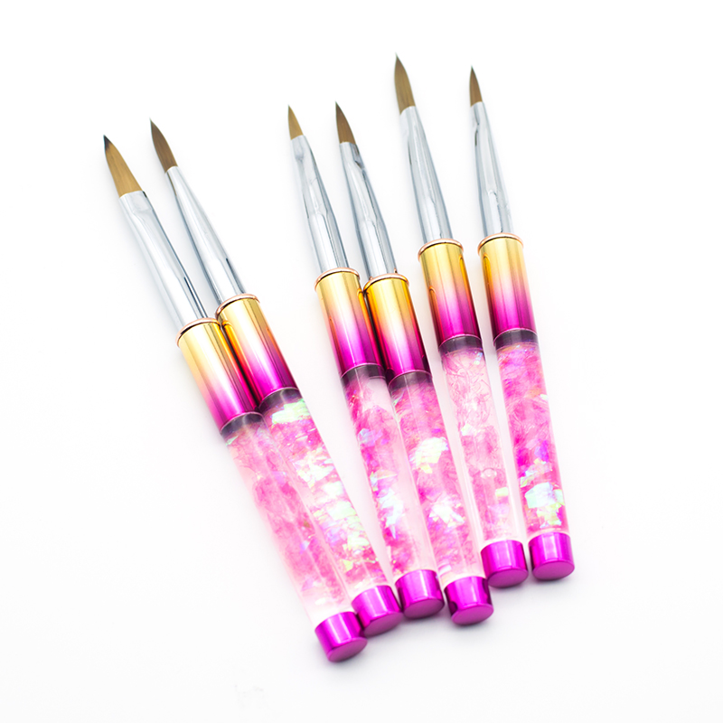#14 Guyo Liquid Inside Handle 100% Pure Rainbow Gradient Color Kolinsky Nail Beauty Brush