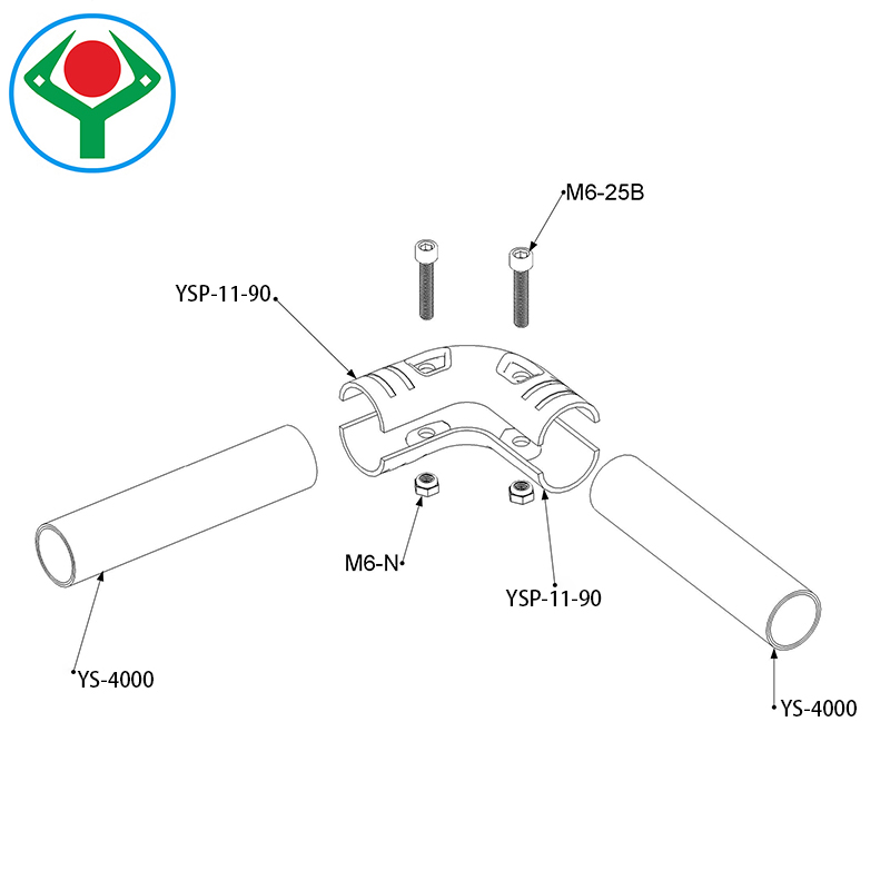 Ys-16 High Strength Round Corner Connector Round Angle Joint Set for Ergonomic Cart Handles