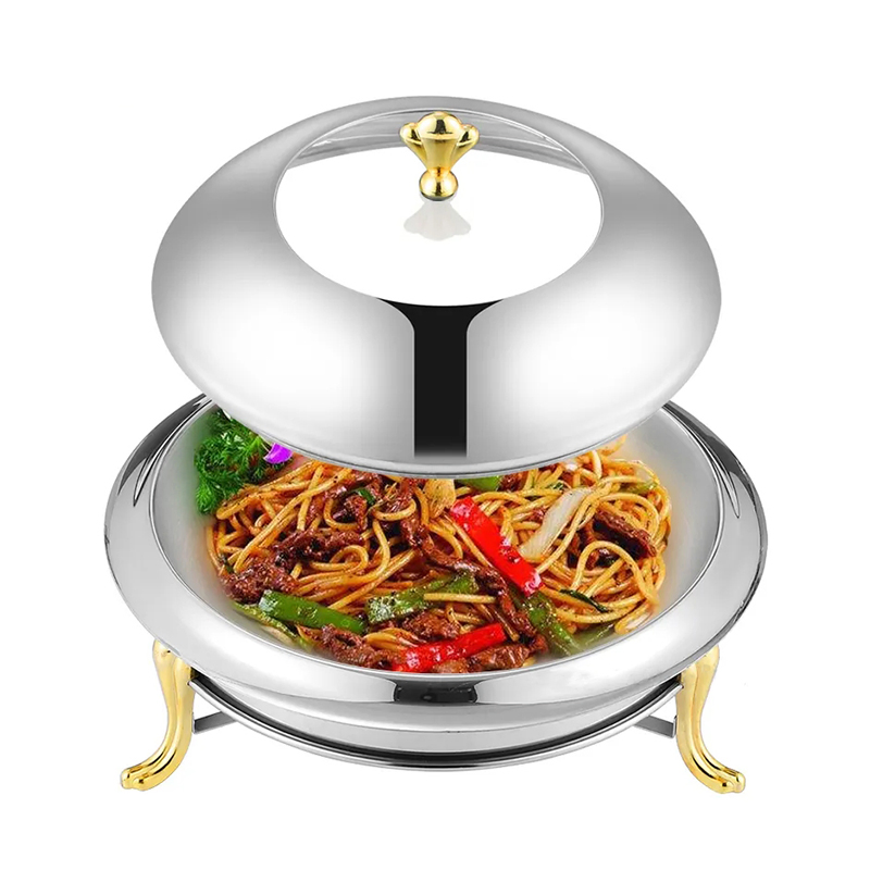 Restaurant Hotel, Food Warmer for Parties Weddings Golden Fast Food Chafing Dish with Lid