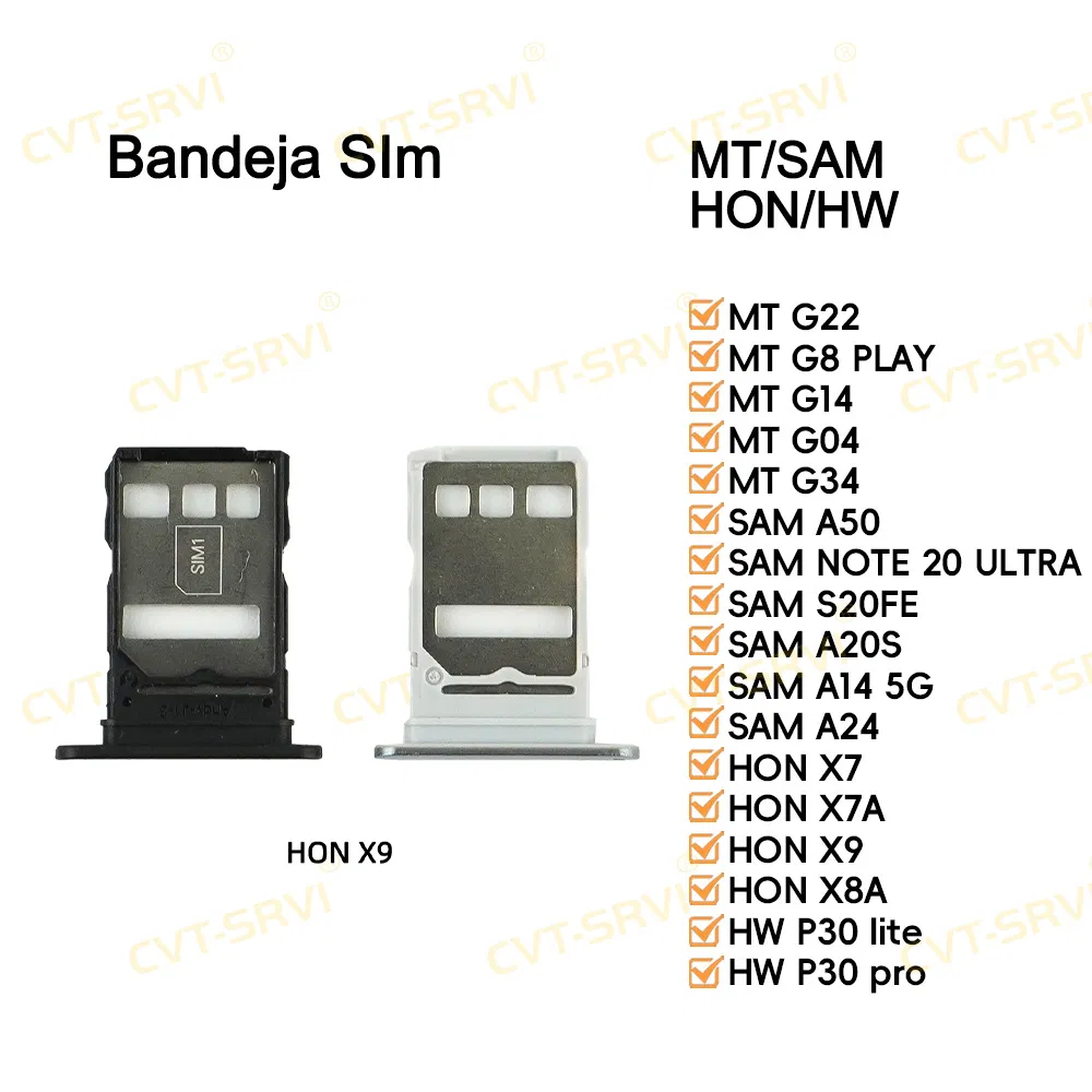 CVT Bandeja SIM Factory Price SIM Card Tray SIM Card Slot Holder for Honor X9/ X7/ X7a/ X8a for Huawei P30/ P30 PRO/ Ate 20 Lite/ Nova 5t/ Nova 8I