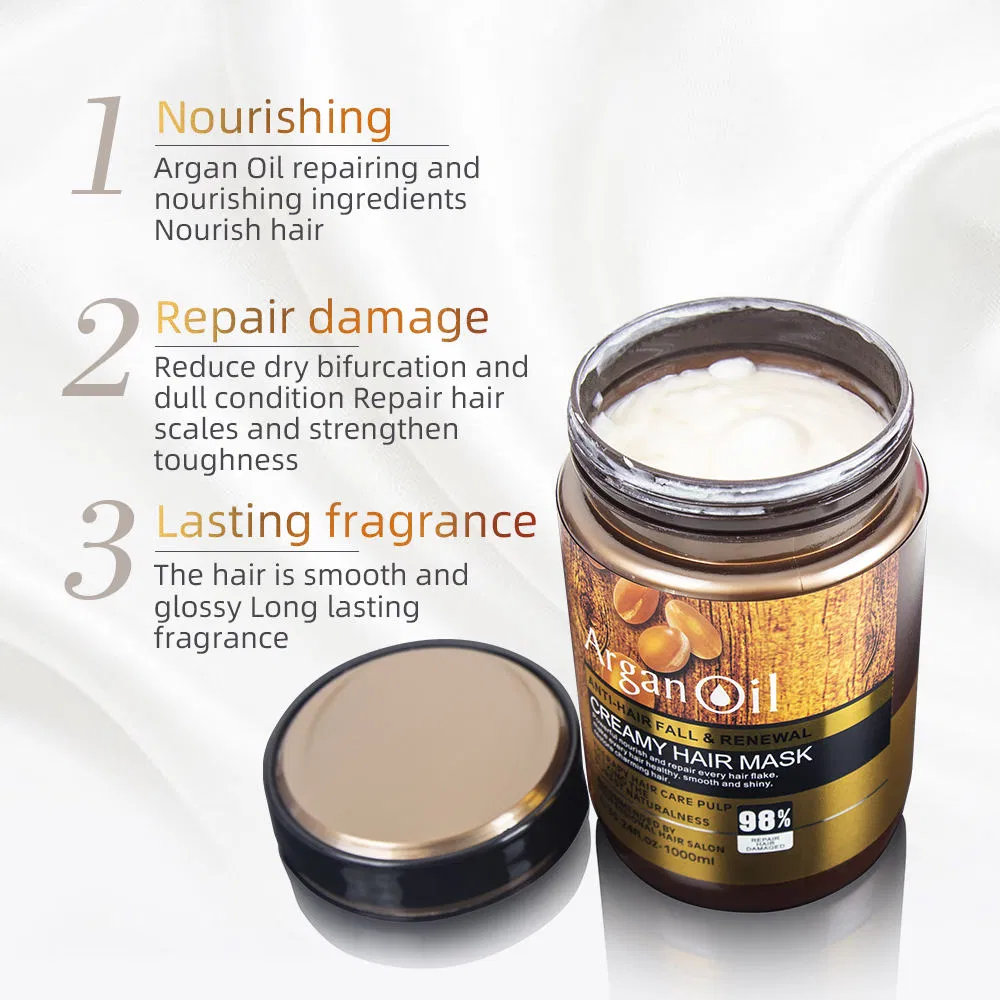 Factory Price Gold Label Argan Oil Brazilian Moroccan Moisturizing Smooth Salt Free Cheap Bulk Collagen Packing 1000 Ml Argan Hair Mask