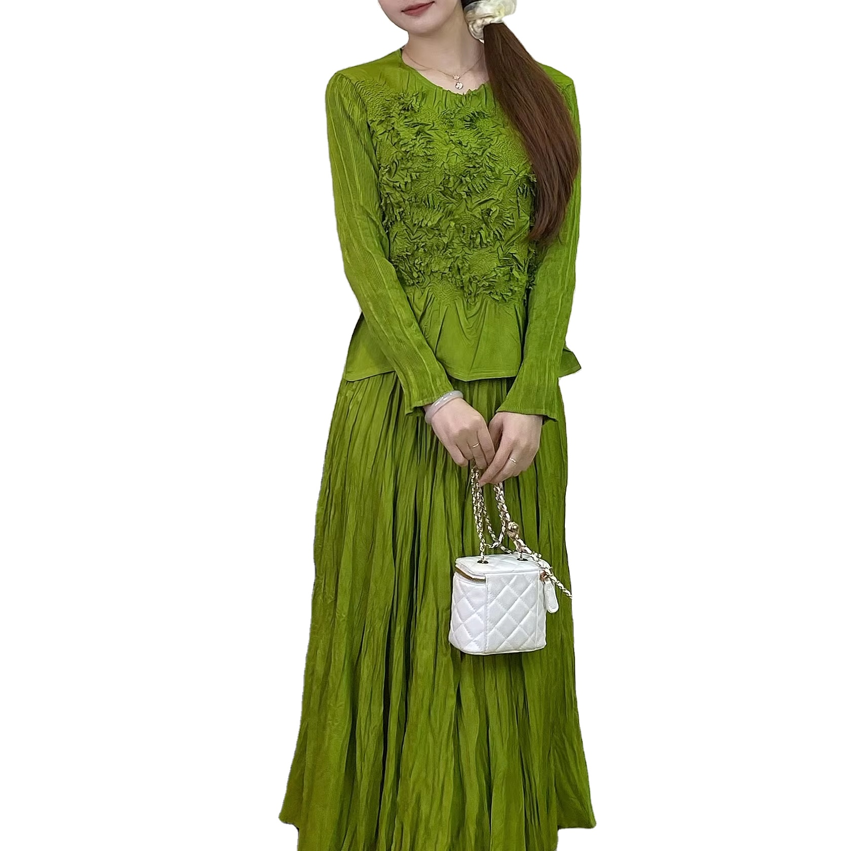 Комплект женский рубашка и юбка плиссированная нарядный