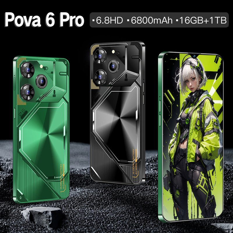 Premium Durable Pova6 PRO 16GB+1tb Dual SIM Phone Cell Mobile Smartphone