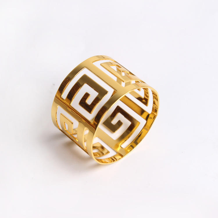 Wholesale Custom High Quality Gold Silver Kirsite Metal Wedding Dinner Napkin Ring