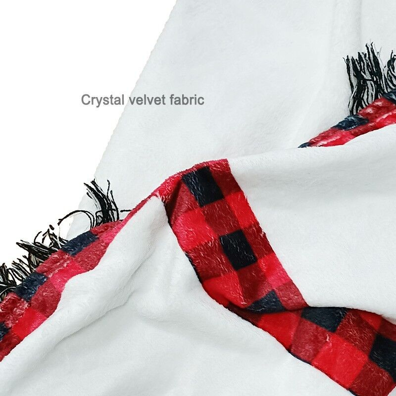Sublimation Blank Christmas Plaid Tassel Flannel Blanket