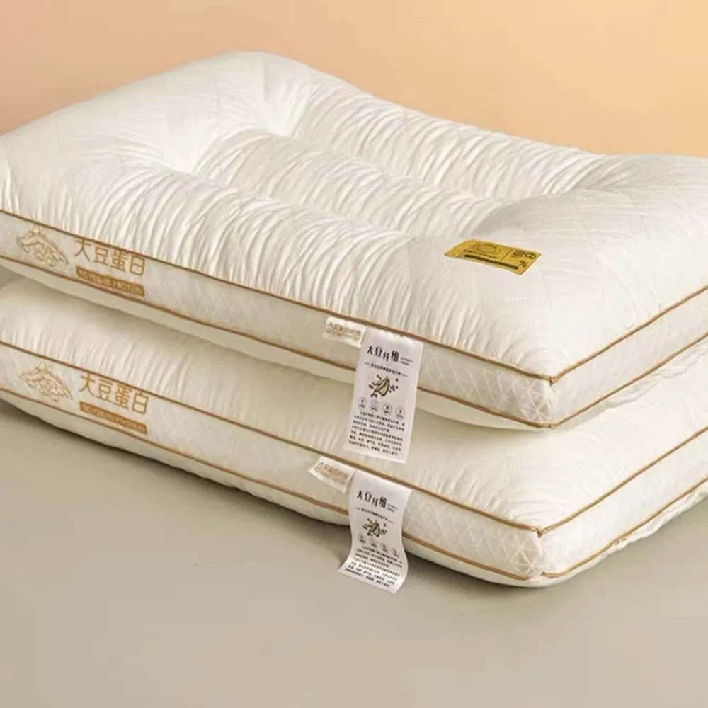 New Soy Protein Fiber Core Three-Dimensional Mite Resistant & Hypoallergenic Neck Protection Single Pillows for Quilted/Nap/Sleeping in Hotel/House/Dormitory