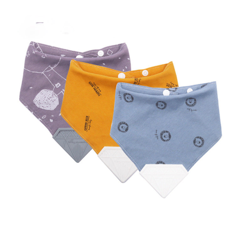 Lovely Custom Cotton Food Grade Silicone Baby Teething Bibs for Kid Toddler