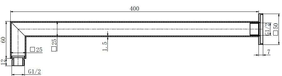 Настенный квадратный держатель для душа Contop
