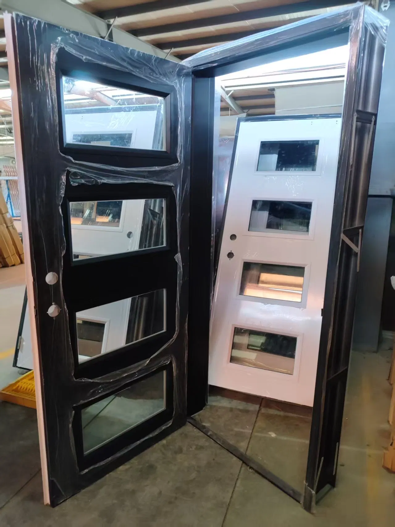 4-Lite UL Fireproof Steel Glass Single Entry Door