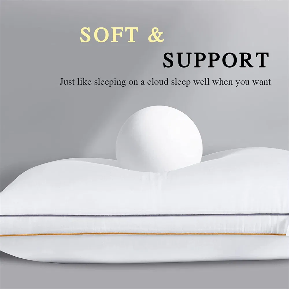 White Down Alternative Microfiber Hotel Bed Pillow with 2" Gusset Soft Microfiber Insert