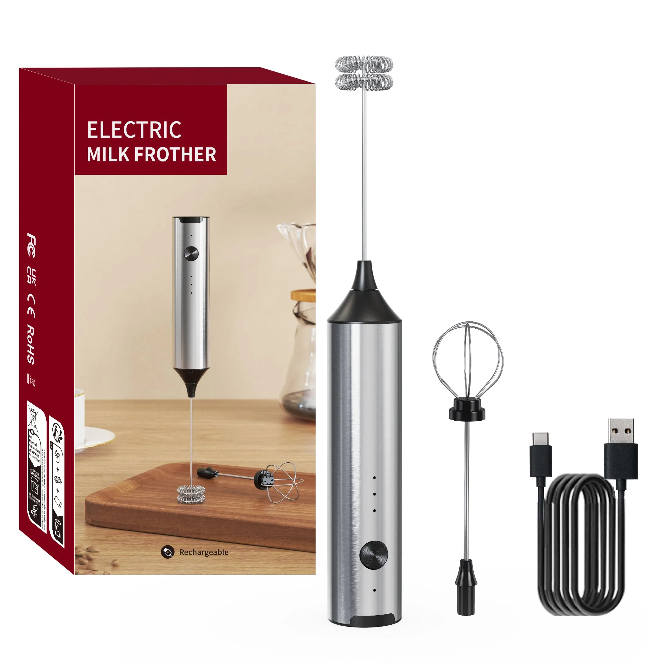 Electric Mini Foamer Milk Frother Egg Beater Stirrer Whisk Auto Drink Mixer