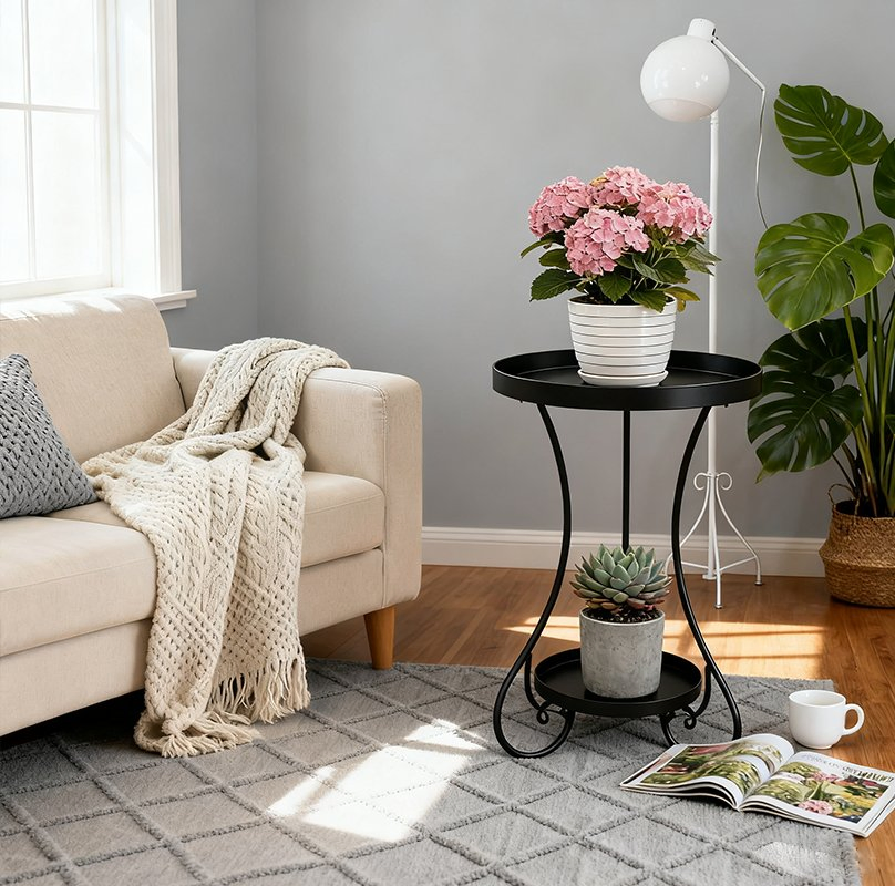 2 Tier Corner Flower Stand Potted Holder Rack Tiered Plant Shelf Plant Stand Indoor for Living Room