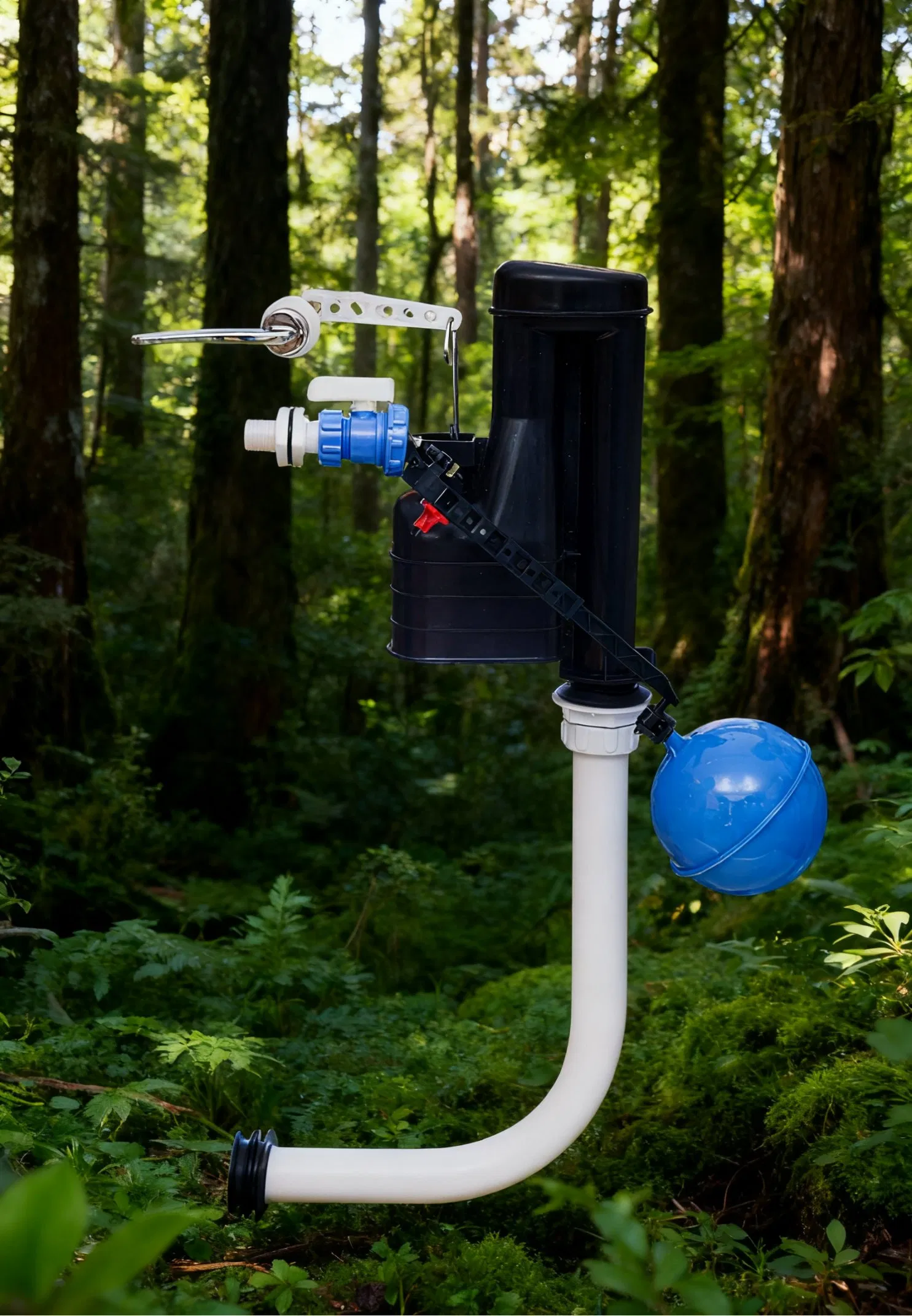 Red Siphon Lever Cistern Flush Mechanism-Durable Plastic Construction for Toilet Repair & Replacement