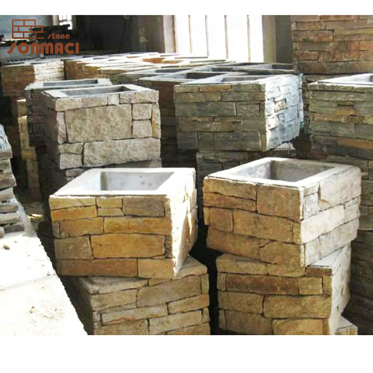 Natural Yellow Stone Veneer Column Pillar