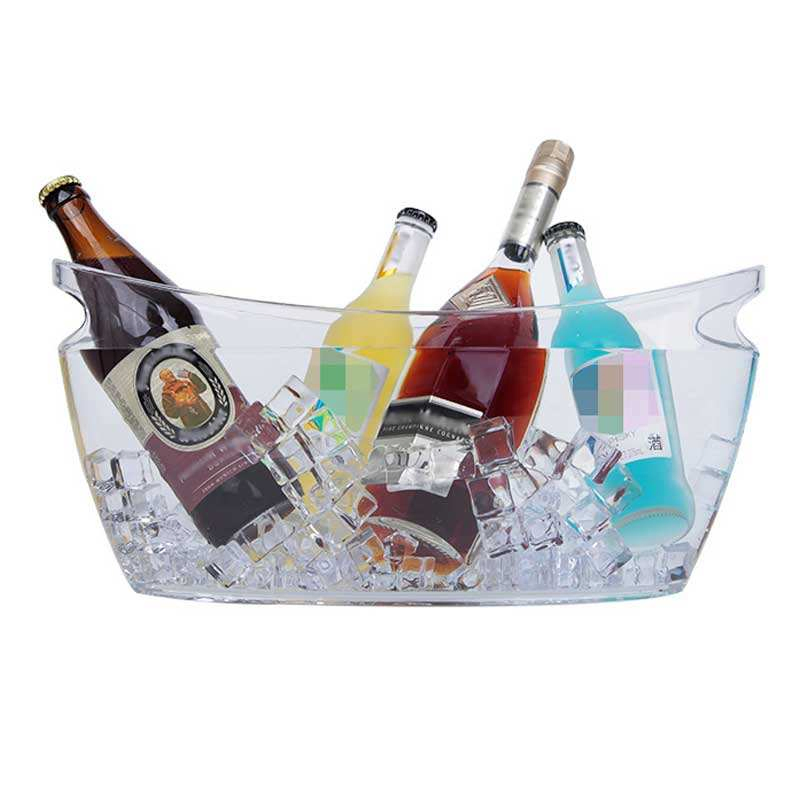 6L PS Plastic Acrylic Lce Bucket Beer Cooler 12L Glass Holder Ship Shaped with Lce Scoop