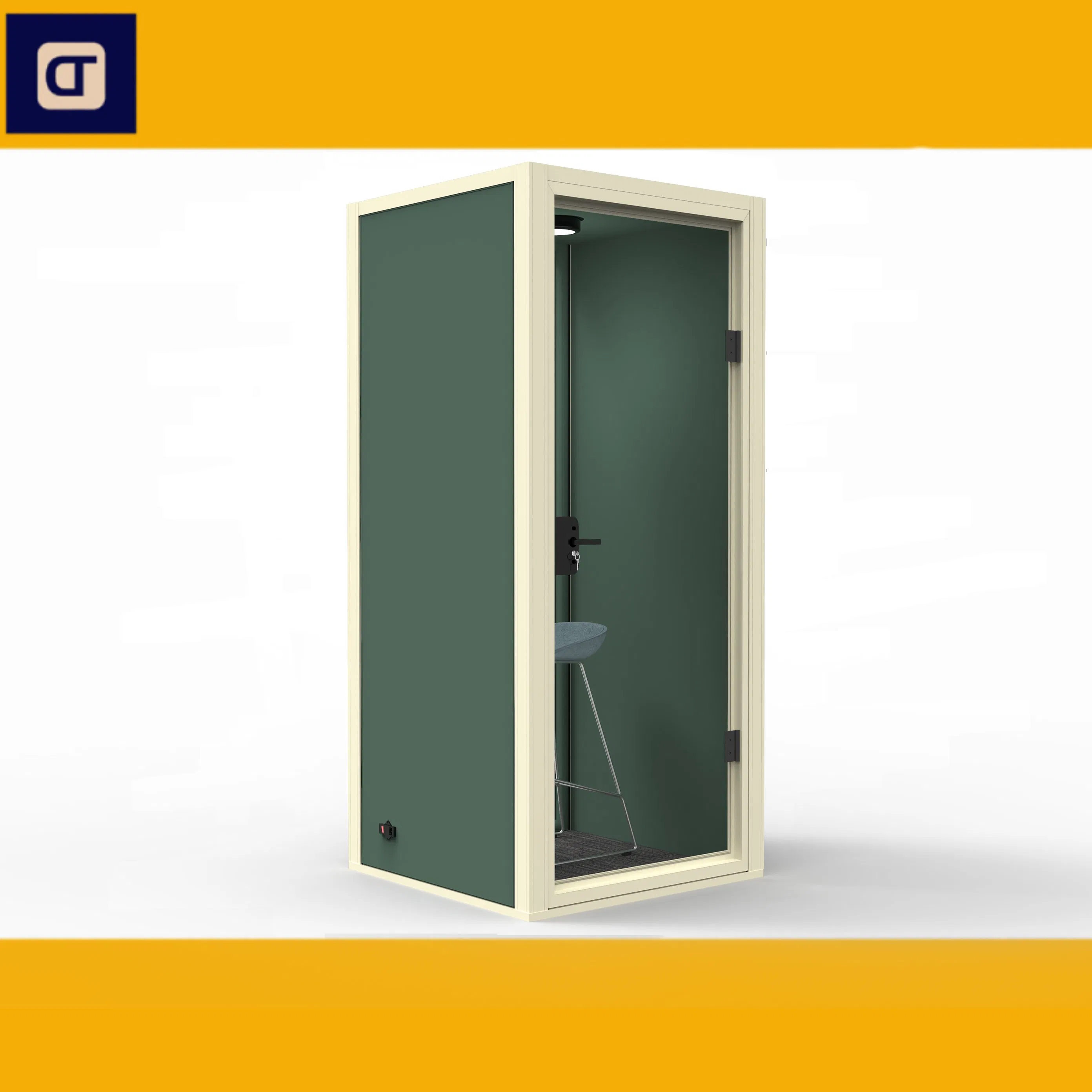 Hot Sale Prefab Modular Room Pod Glass Frame Style Pod High Quality Black Assembled Private Soundproofing Meeting Room Recording Studio Soundproof Pod