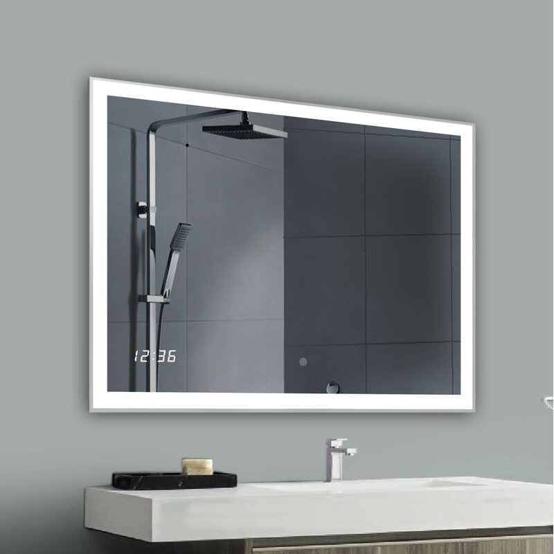 Hotel Home Decoration Wall Mounted Illuminated Rectangle Bathroom LED Mirror with Defogger