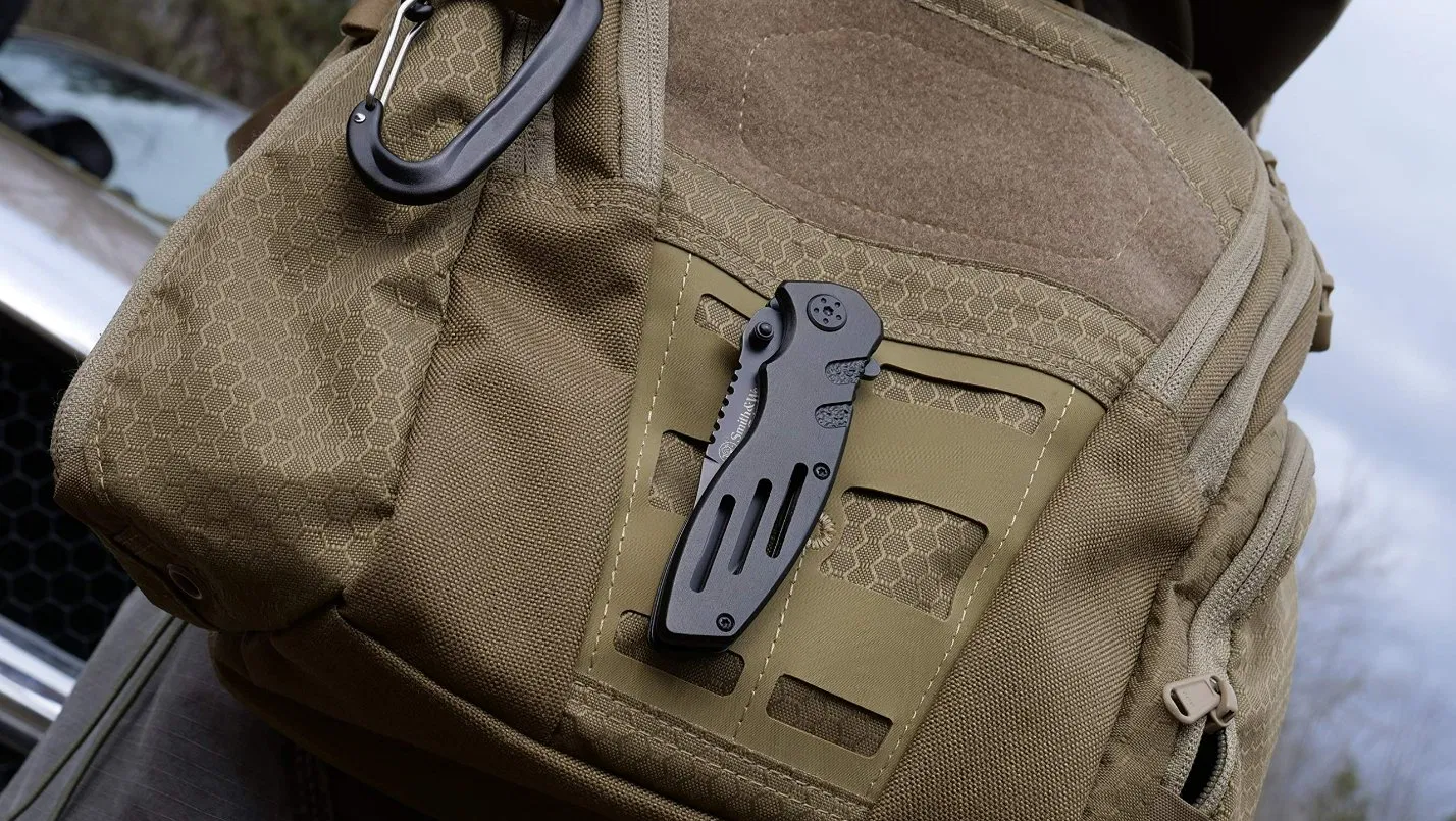 Folding Knife Serrated-Clip Point-Blade and Aluminum-Handle for Outdoor Tactical Survival and EDC