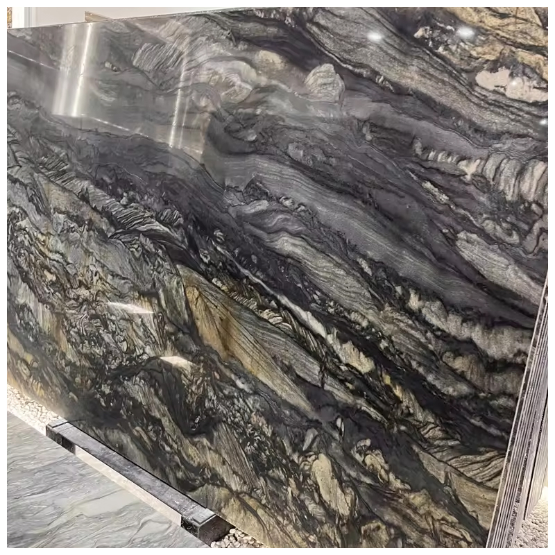 Highj-Quality Brazilian Leathered Brown Sandalus Quartzite for Bookmatched Wall and Countertops