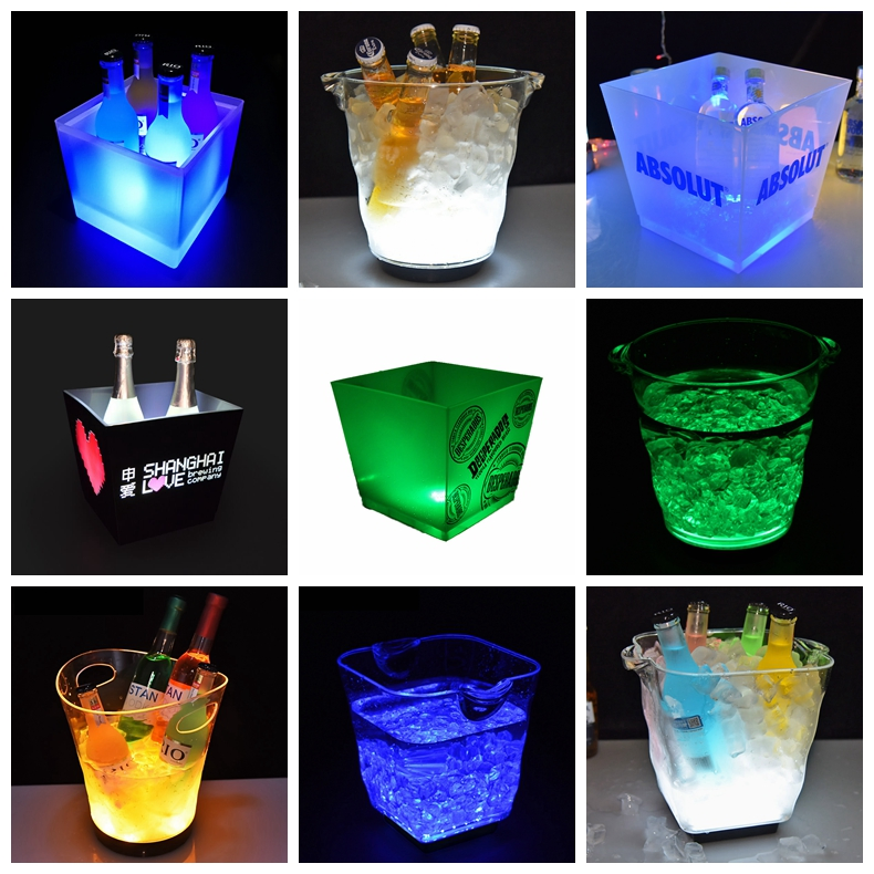 5L Glowing LED Drink Barware Wine Champagne Beer Ice Bucket for Bowman's Appleton Lone Star