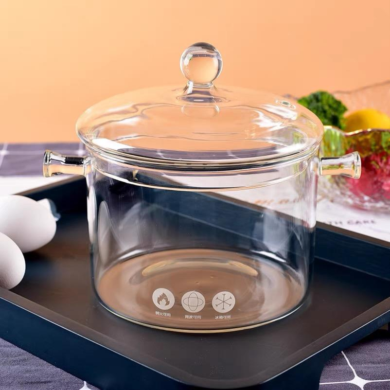 Large Size Transparent Clear Heat Resistant Glass Cooking Pot