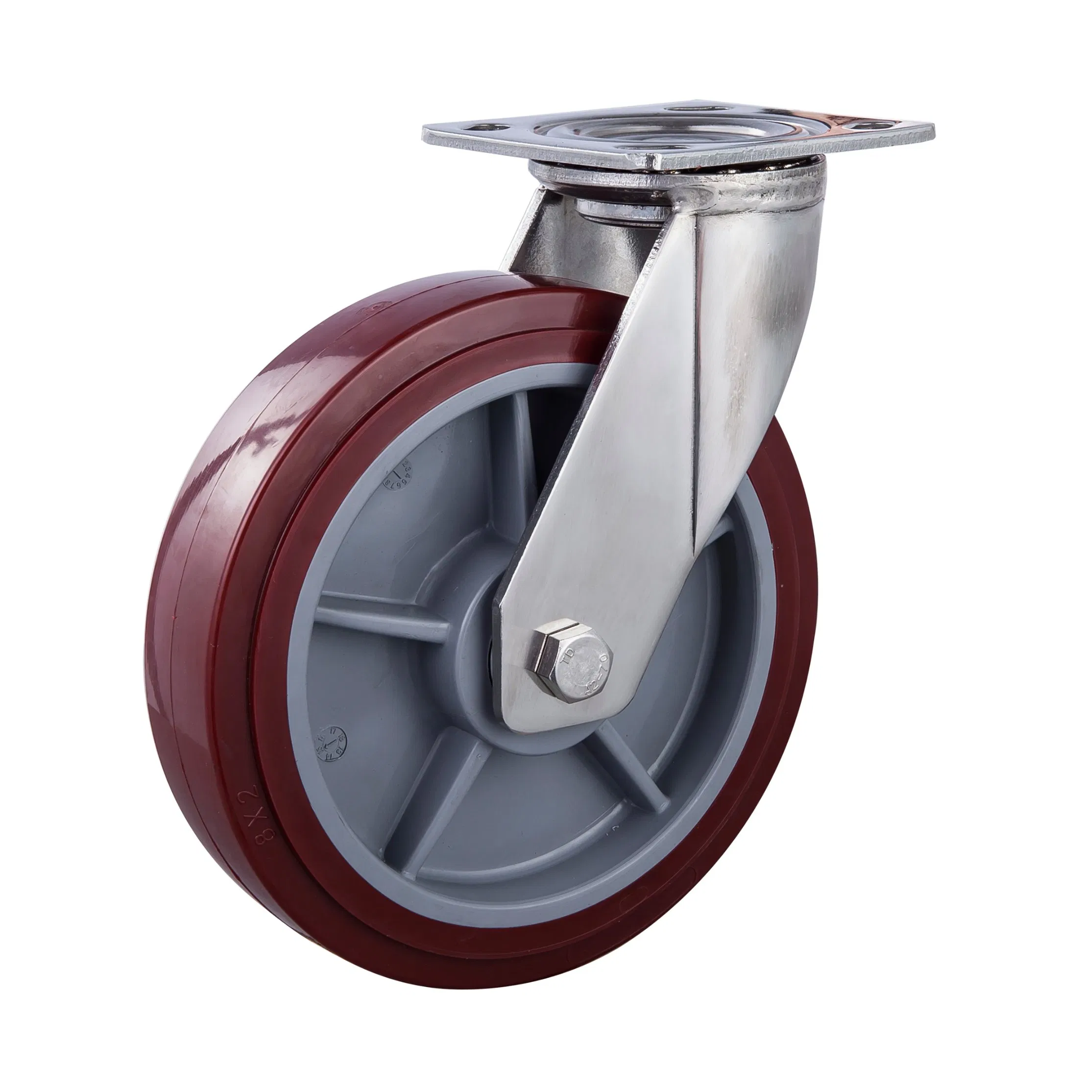 Heavy Duty Rotatable Steel Top Plate Pivoting Industrial PU Caster Wheel with Brake