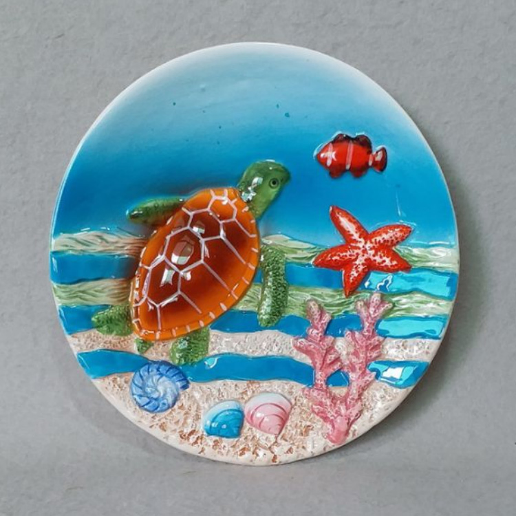 Wholesale Hand Painted Ocean Dolphin Beach Tourist Souvenir Porcelain Ashtray