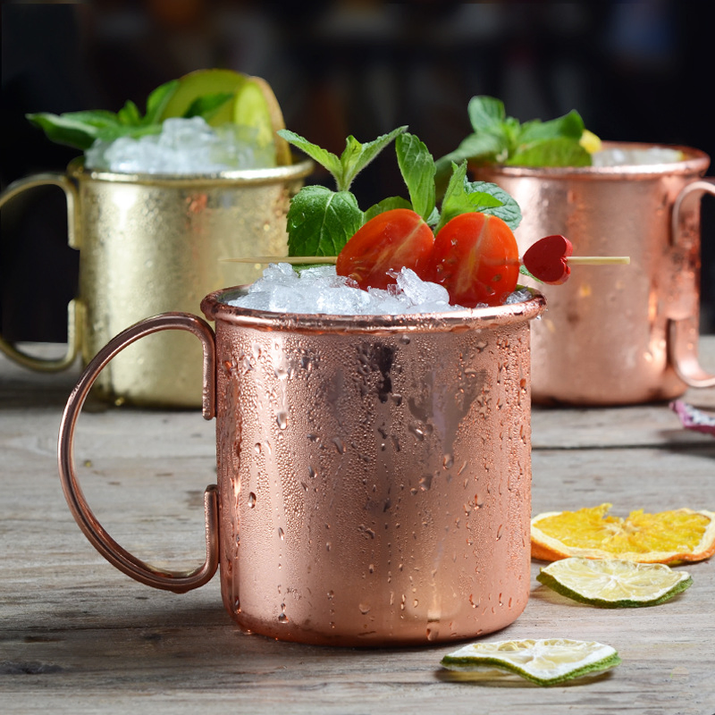 Moscow Mule Copper Mug Sublimation Copper Plated Stainless Steel Mug Hammered Cocktail Cup