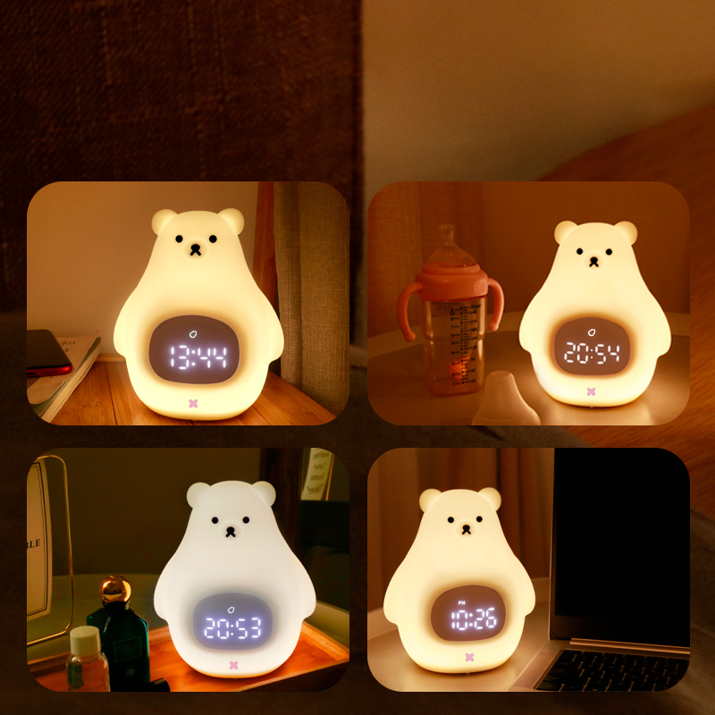 White Bear Touch Control Night Light Alarm Clock