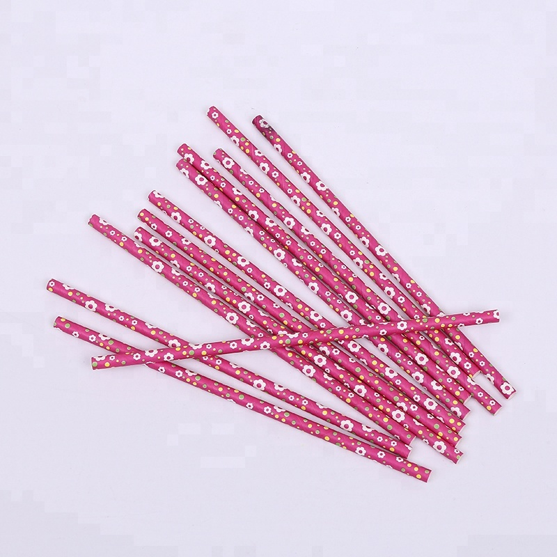 Eco-Friendly Pink Floral Paper Straws for Sustainable Sipping