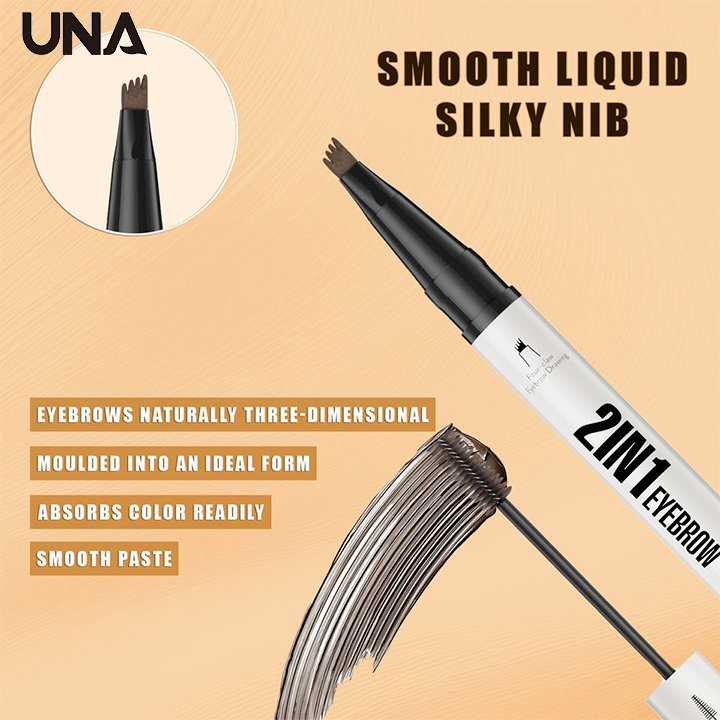 New Double Head Waterproof Long-Lasting 2 in 1 Liquid Eyebrow with Eyebrow Tint Pen