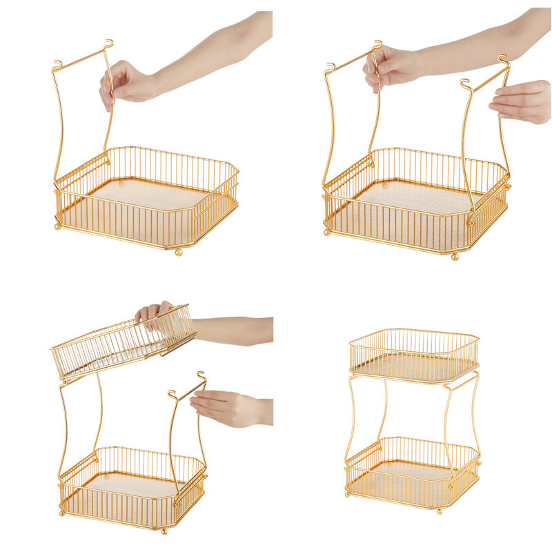 Двухуровневая металлическая корзина для фруктов на кухню