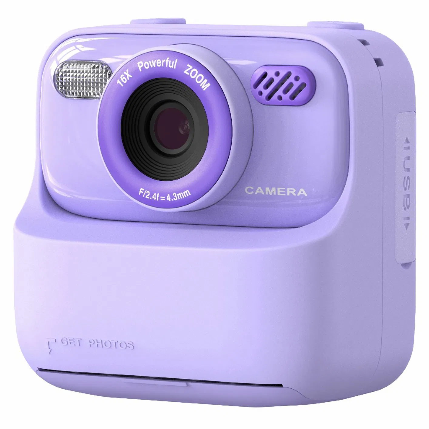 P79 2.4-Inch Screen Kids Instant Camera Fun Game HD Dual Lens Rechargeable Camera with 32g Memory Card - Purple