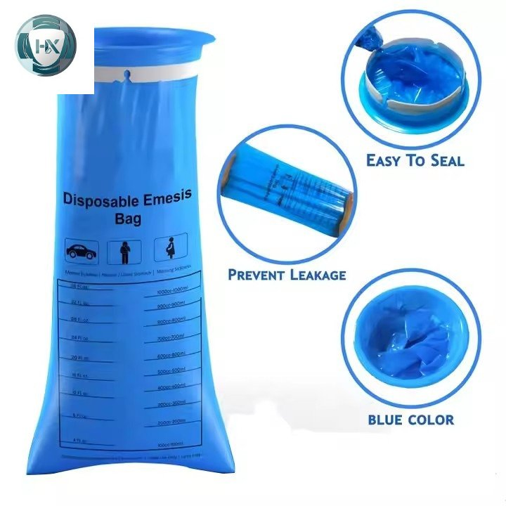 Hot Sale Plastic Airplane Vomit Bag Disposable Emesis Bags Blue Car Nausea Vomit Bags
