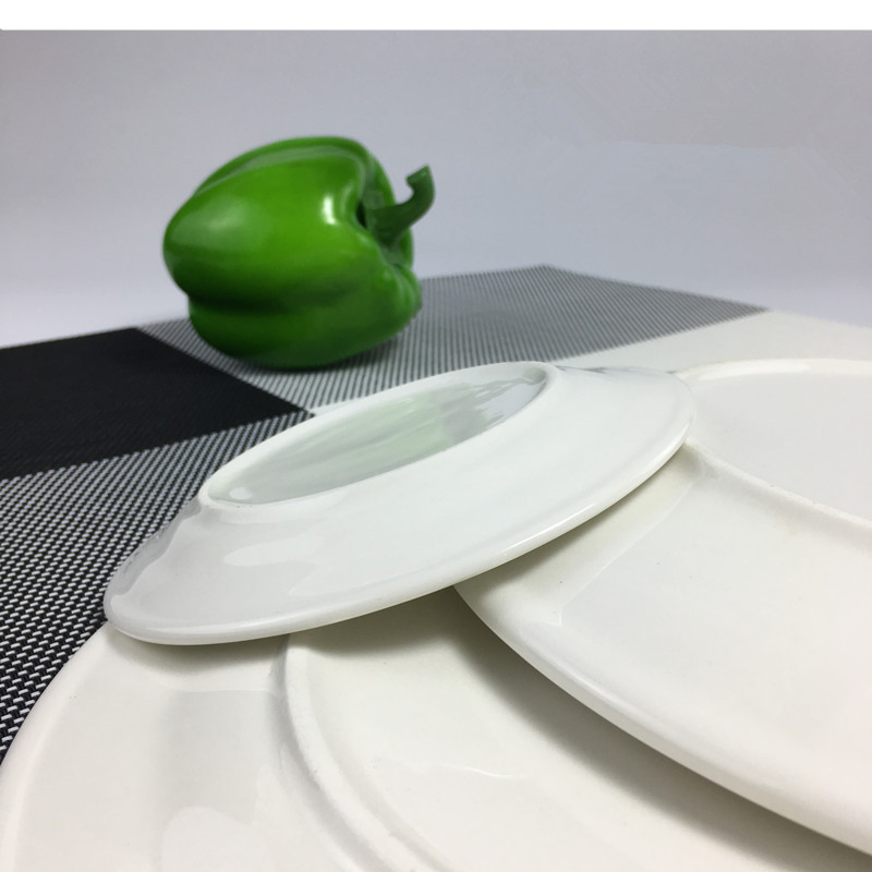 Hyc-Plp02 Western-Style Pure White Ceramic Steak Shallow Dish Round Flat Plate for Wedding and Restaurant