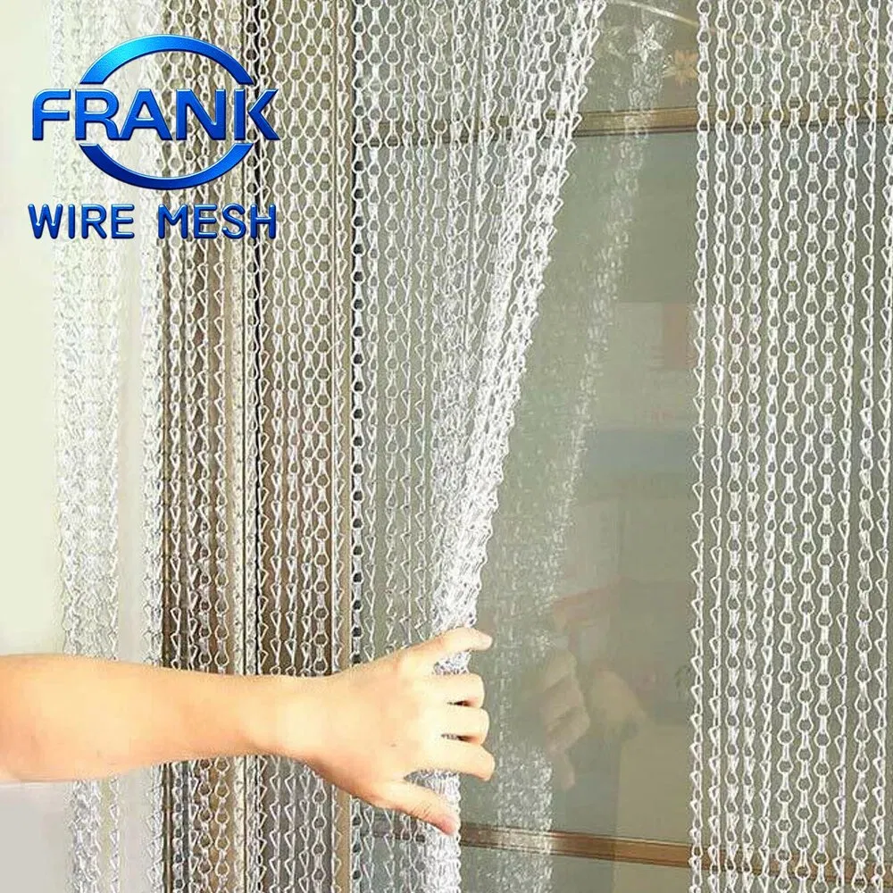 Decorative Aluminum Double Hooks Chain Link Fly Screen Metal Mesh Curtains for Interior Room Divider