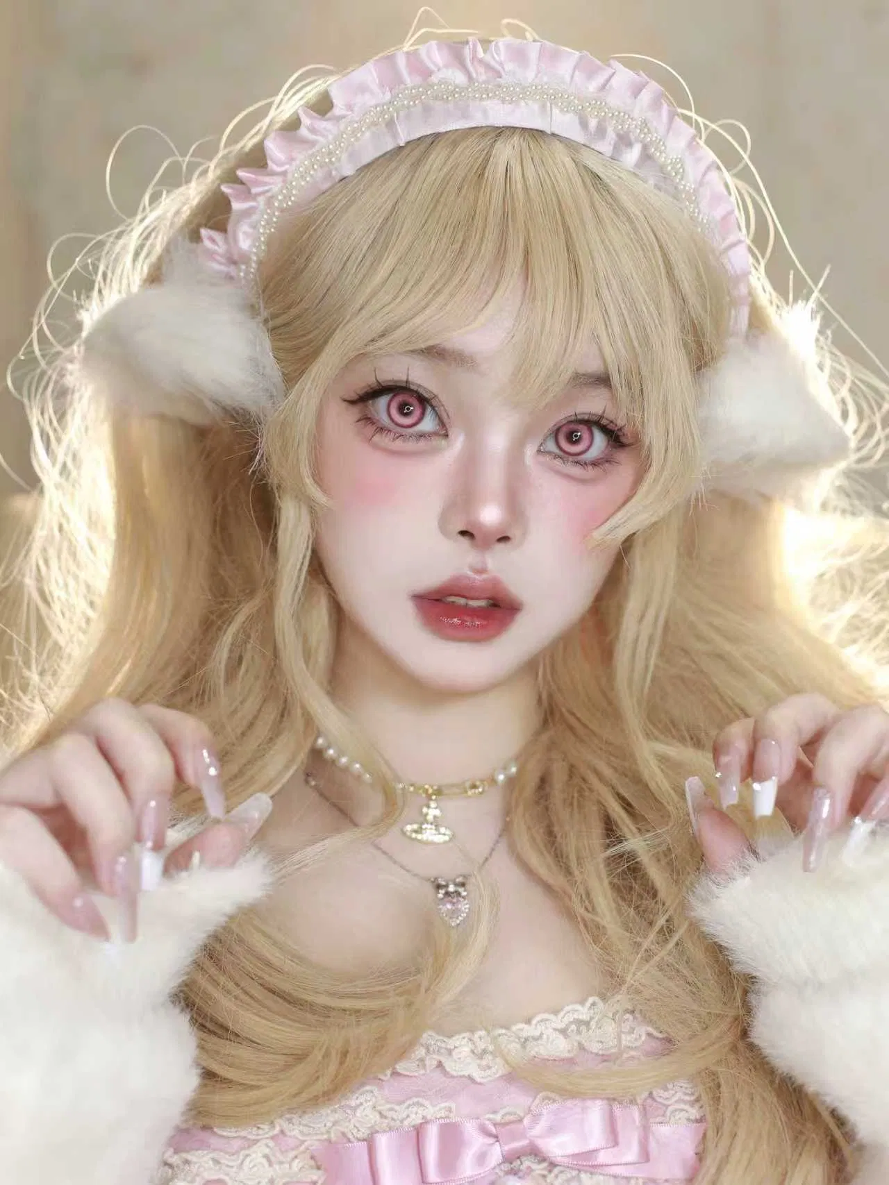 Velvet Texture Pink-Purple Contact Lenses with Smooth Touch