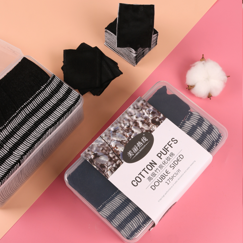 Eco-Friendly Black Bamboo Charcoal Cotton Pads for Makeup Removal
