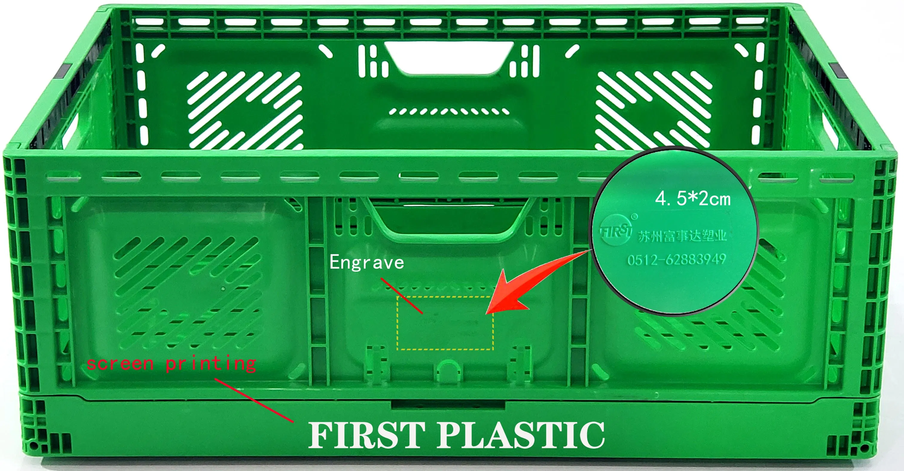 Agricultural Vented Mesh Plastic Moving Crate Fruit Foldable Plastic Crate Stackable Plastic Basket