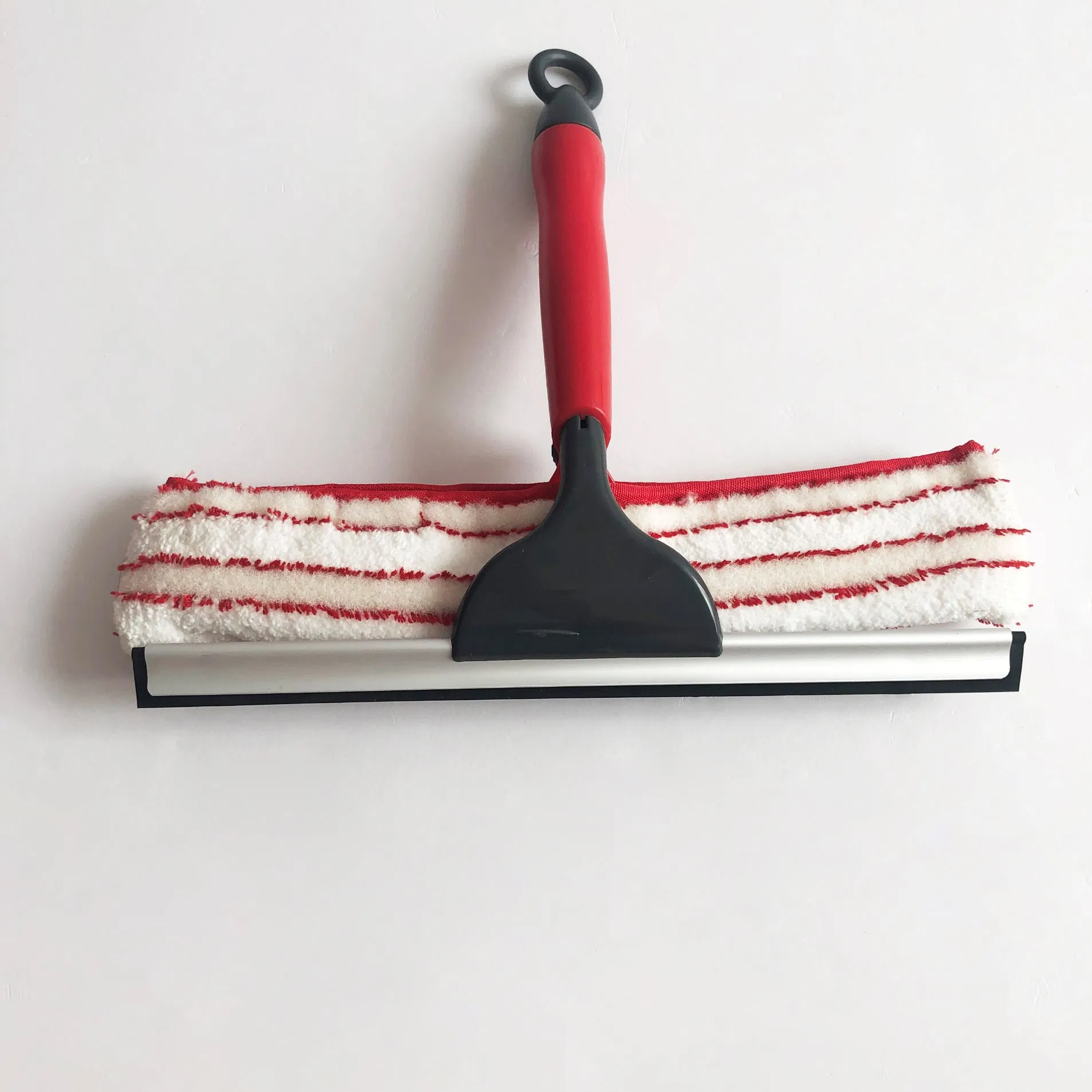Microfibre Window Washing Equipment Scrubber with Dobule Side Head Microfiber Wiper and Aluminum Holder with Rubber Squeegee for Any Glass Cleaning