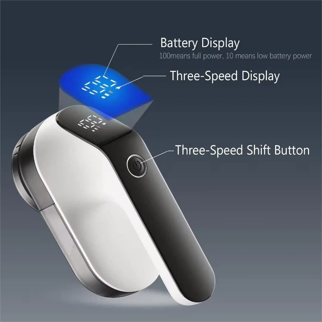 LED-Digital-Display 3-Speeds 6-Leaf Blades Electric Fabric Sweater Shaver Rechargeable Pill Lint Remover