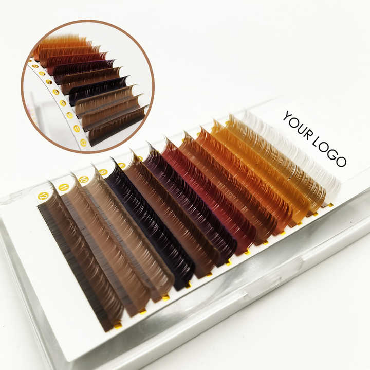 Private Label Colored Las Extension Cashmere Eyelash Extensions Color Lash Extensions Supplies Colorful Lash Trays
