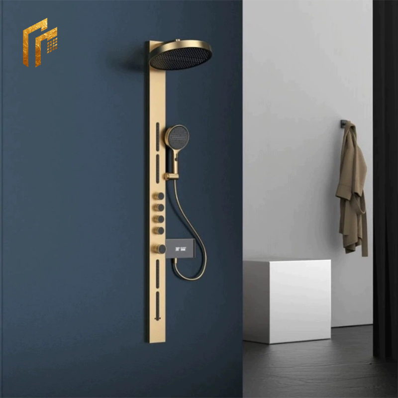 Factory Direct Price Gun Gray Nu Style Thermostatic Overhead Shower Faucet Panel Column Tower