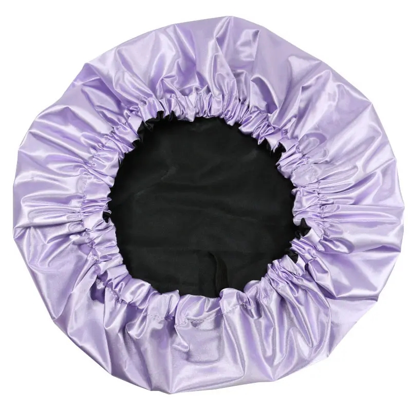 Double Layer Bonnet Waterproof Adjustable Reusable Women Satin Lined Shower Cap
