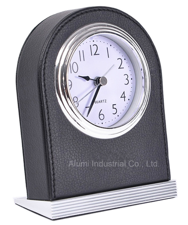 Leather Desktop Clock for Hotel for Hotel Supplies