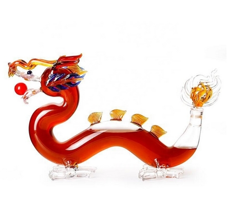 Animal Hand Blown Borosilicate Dragon Bottle Decanter