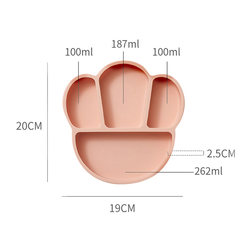 Baby Dinner Plate Sucker One-Piece Partition Plate Baby Silicone Straw Bowl Eating Training Spoon Children′ S Tableware Set
