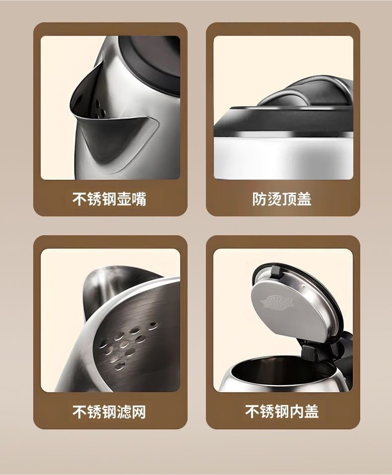 Stainless Steel 2L Electric Kettle with Automatic Power-off Function